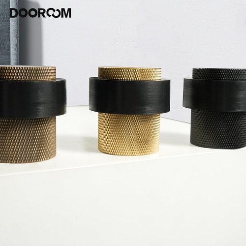 DOOROOM 1-1/2 Inch Length 1-3/5 Height Magnetic Door Stopper Heavy Duty Magnetic Door Catch Door Holder Brass Wall and Floor Mounted Hardware Quite Doorstop Keep Door Open, 4 Pack, Matt Black