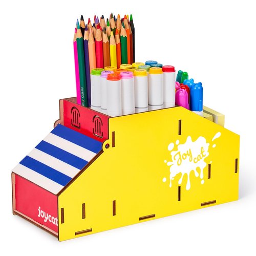 JoyCat Wooden Pen Holder Pencil Holders, Desk Decor Organizers and Accessories with 3 Compartments for Office Supplies,School,Home,Classroom Organization for Women Kids