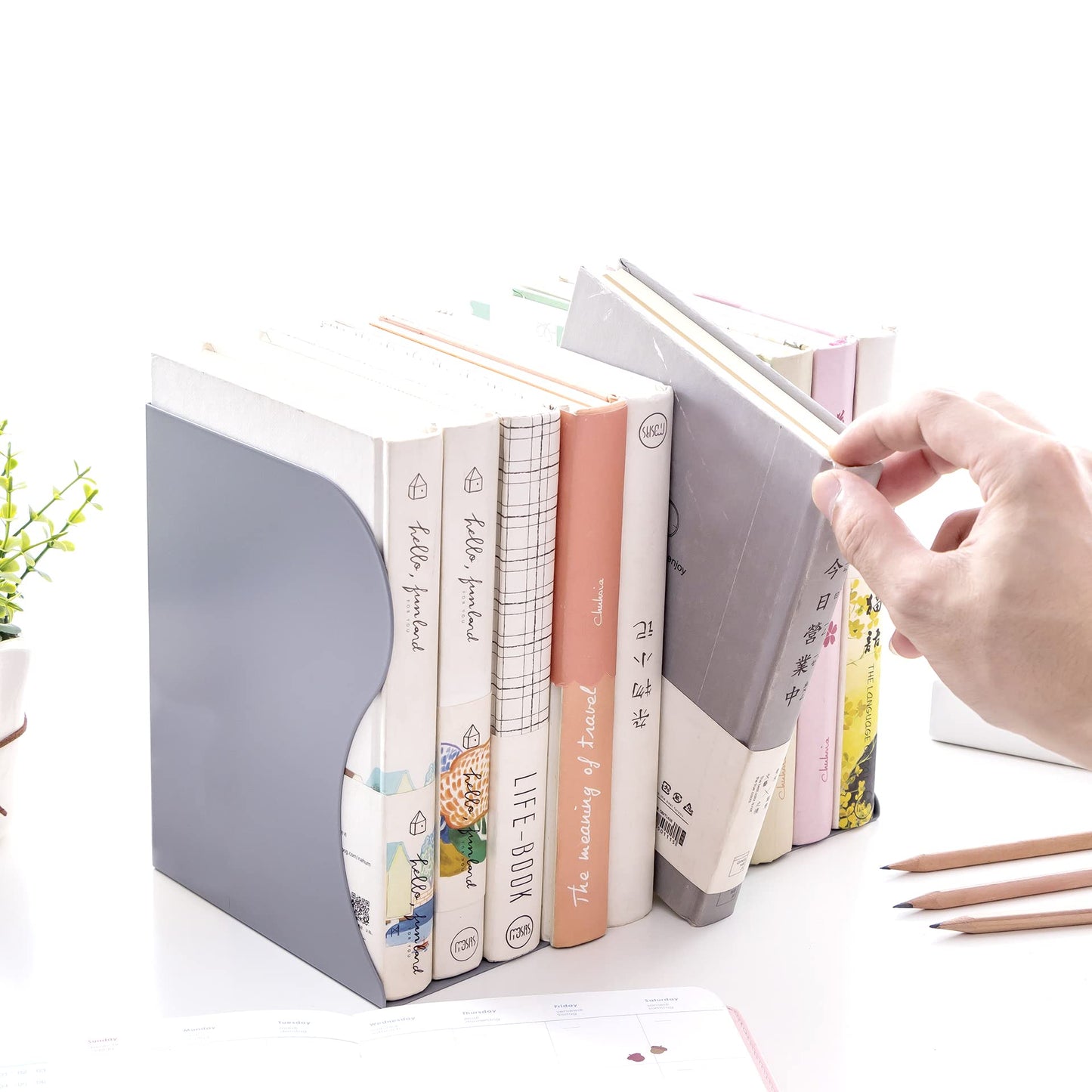 Adjustable Bookends Metal Book Ends for Heavy Book Holder Heavy Duty Bookends Nonskid Bookcase Desktop Book Organizer Binder Holder