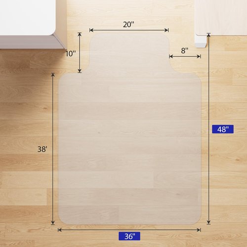 Delamu Office Chair Mat for Hardwood Floor, 36"×48" Clear Desk Chair Mat for Rolling Chairs, Computer Gaming Desk Mat, Floor Protector for Office & Home, Not for Carpet