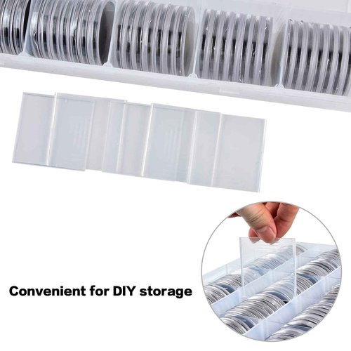 Coin Capsules 46mm with Foam Gasket and Plastic Storage Organizer Box, 6 Sizes (20/25/27/30/38/46 mm) Coins Collector Case Holder for Collection Supplies-168 Pieces (Black)