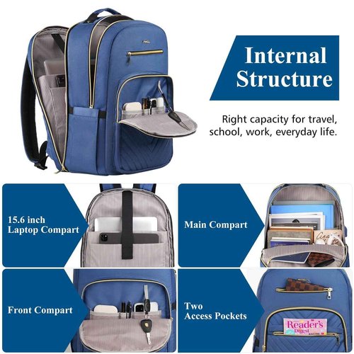 YAMTION Backpack Women,15.6 Inch Laptop Backpack for Women USB Backpack for Business Work Office College,Dark Blue