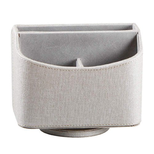 Arniche PU Leather Remote Control Holder,360 Degree Spinning Desk TV Remote Caddy,Desk Organizers and Accessories,for Controller,Media,Mail,Calculator,Mobile Phone,Pen Storage Holder(Beige)