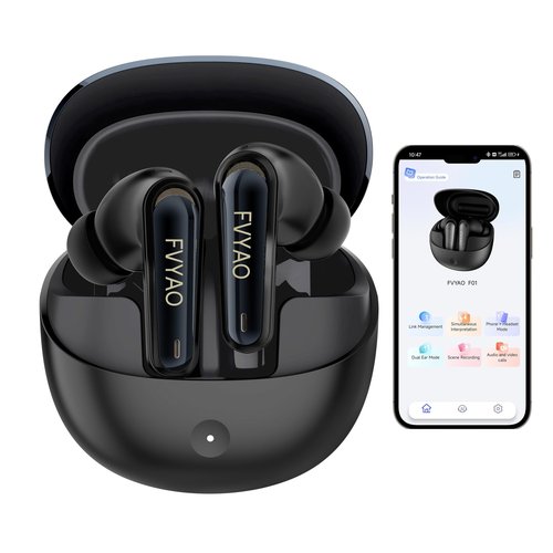 AI Translation Earbuds Real Time: 134 Language Translator Earbuds, Bluetooth 5.4 Translator Headphone, ANC & ENC Translator Headset IPX5 Waterproof in-Ear Wireless Earphone for Travel Meeting Learning