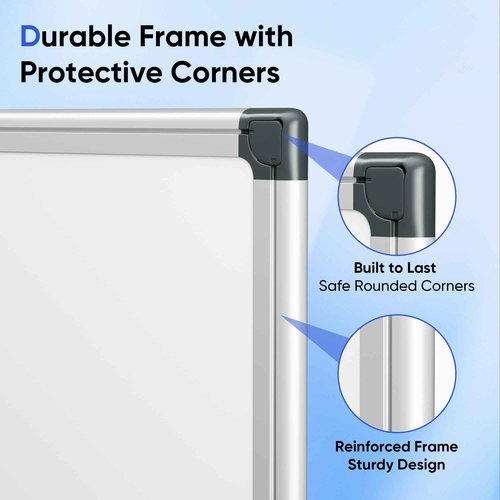 VUSIGN 48" x 36" Large Magnetic Whiteboard for Wall, Dry Erase Board with Silver Frame, Wall Mounted White Board for Classroom, Office, Home – Includes Markers, Magnets & Eraser