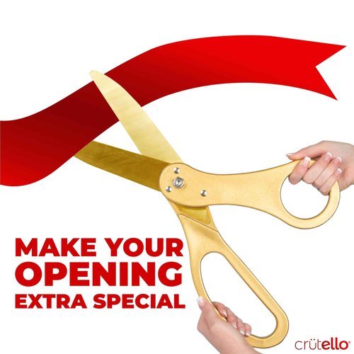 Crutello Ribbon Cutting Ceremony Kit - 21"Giant Gold Scissor with Grand Opening Banner and 30 Foot Large Red Ribbon 4"Wide, 20 Balloons, 90 ft Balloon Ribbons and 20 Feet Banner Rope for Decorations