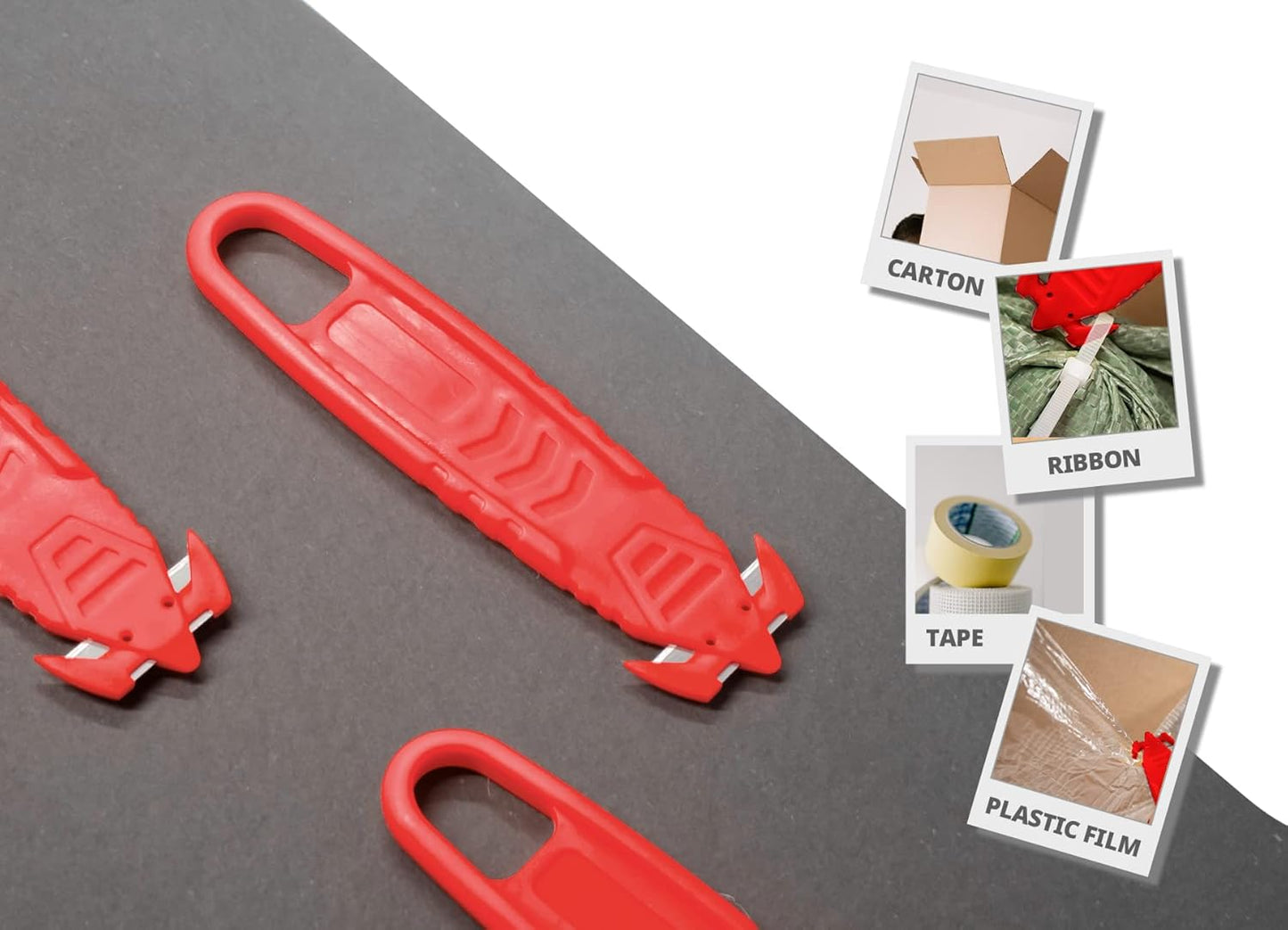 T TOVIA Safety Box Cutter Knife - Recessed Stainless Steel Blade | 10-Pack Plastic Cutter in 5 Colors