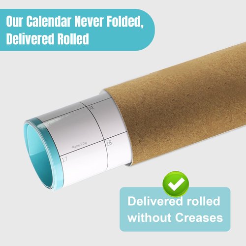 Laminated Erasable Calendar 2025-2026 - 17'' x 38'' Dry Erase Calendar for Wall, July 2025 - June 2026, Reversible, Double Sided, Horizontal/Vertical, Wall Calendar 2025-2026 Perfect for Home School Office