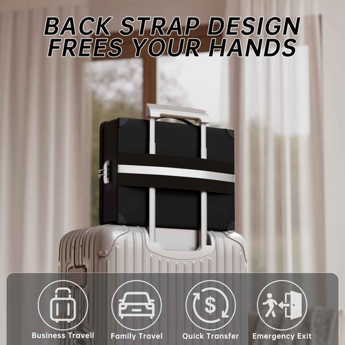 Fireproof Document Box with Fireproof Zipper, Hard Fireproof Safe Case with Lock, Fireproof Water Resistant Safe Box with Accordion File Organizer for Important Documents, Valuables, Laptop, Black