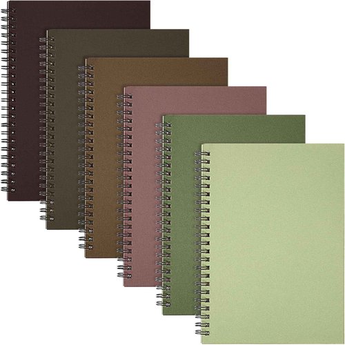 Fuutreo 6 Pack Spiral Notebooks 10.5 x 7.45 Inch College Ruled Journal with Kraft Cover, B5 70 Sheets (140 Pages) for Stundent Study and Office Use(Fresh)