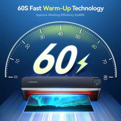 LOTHANEK 13-Inch Laminator Machine - Heavy Duty A3 Thermal Laminating with 50 Sheets | 60-Second Warm-Up