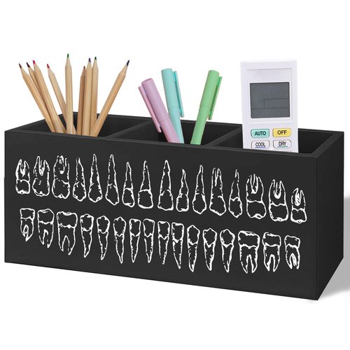 Yhtrg Dental Office Wooden Pen Pencil Holder for Desk, Gifts for Dental Doctor Nurse Hygienist Assistant Wood Makeup Brush Toothbrush Holder Organizer for Dentist Office Clinic Hospital