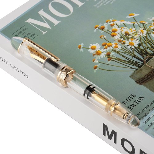 erofa Majohn P140 Fountain Pen O.8 Medium Nib, Piston Fill Large Capacity Transparent Acrylic Writing Gift Pen with Box