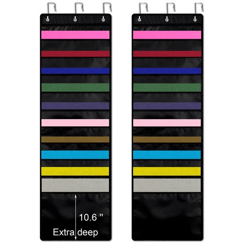 Henoyso 2 Pcs 12 x 12 Inch Paper Storage Scrapbook Vinyl Roll Storage Organizer Hanging Wall File Organizer with Door Hangers for Office Cardstock Craft (Black)