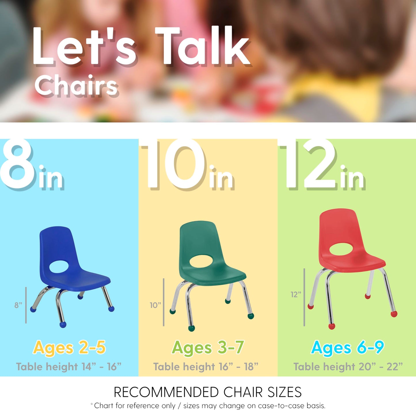 FDP 10" School Stack Chair,Stacking Student Seat with Chromed Steel Legs and Ball Glides For In-Home Learning or Classroom - Purple (6-Pack), 10355-PU