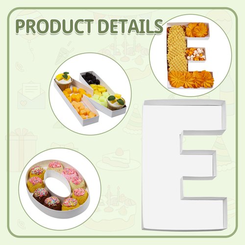 KitChocoLot One Charcuterie Board Letters, 3 Pack, 10 Inch Fillable Cardboard Letters for Charcuterie, White Paper Mache Letter Tray for 1th Aniversary, Birthday Party Decoration