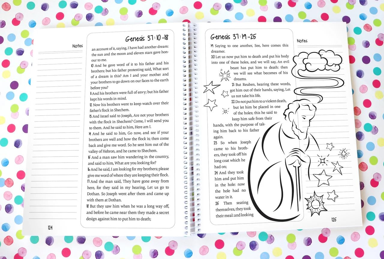 Spiral Bible™ for Kids In the Beginning, The Book of Genesis | Bible Companion for Children | Lay Flat Pages for Coloring, Drawing & Learning Scripture | 8.5" x 11" Notebook, 3.5in Margins