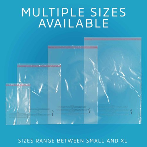 GPI - Pack of 200 14" X 20" Clear Self Seal Poly Bags, 1.5 Mil - Resealable Polybags with Adhesive Strip & Suffocation Warning for Packaging T Shirts Clothing. Perfect for Shipping Supplies with FBA