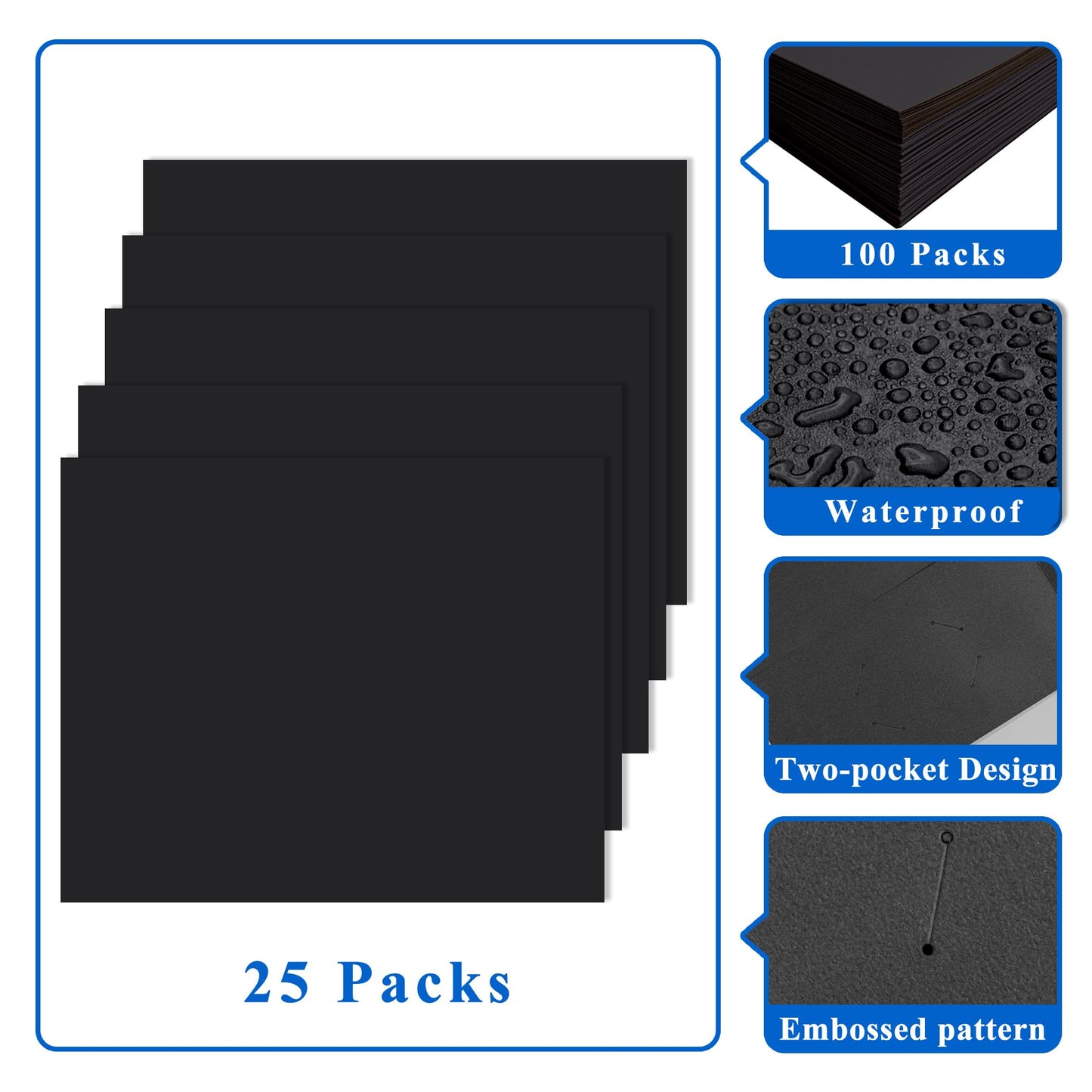 Zzrywuty File folders with Pockets,Light Blue Two folders for documents,50 Pack Paper Folders with Card Slot,Letter Size,School Students,Business,Home and Office Workers