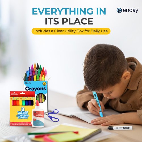 Enday Middle School Supplies Kit - 6th, 7th, and 8th Grade Back to School Supplies - 55 Piece, Premium Quality Kids School Supplies for Girls & Boys, Grades 6-8 Middle School Supplies for Kids