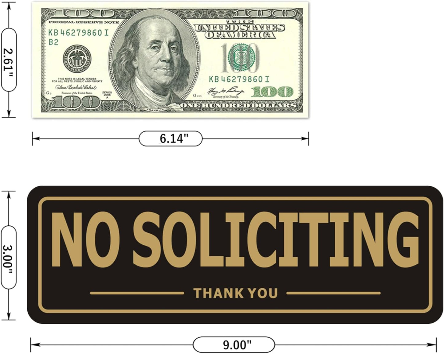 Skiennix No Soliciting Sign - Durable Aluminum Metal | Self-Adhesive 2-Pack for Home & Office