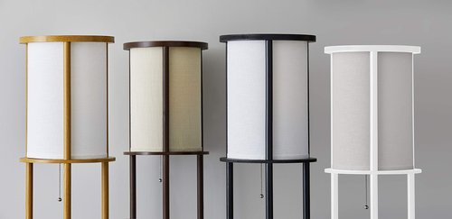 Adesso 3117-12 Stewart Round Shelf Floor Lamp, Natural Wood Finish