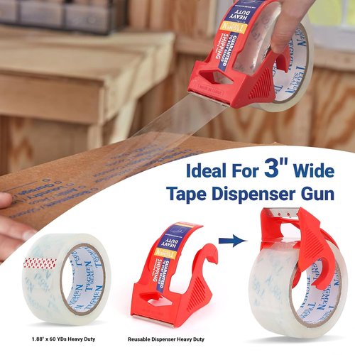 Heavy Duty Clear Packing Tape - 1.88 Inches Wide, 60 Yards Per Roll | Ideal for Shipping & Moving