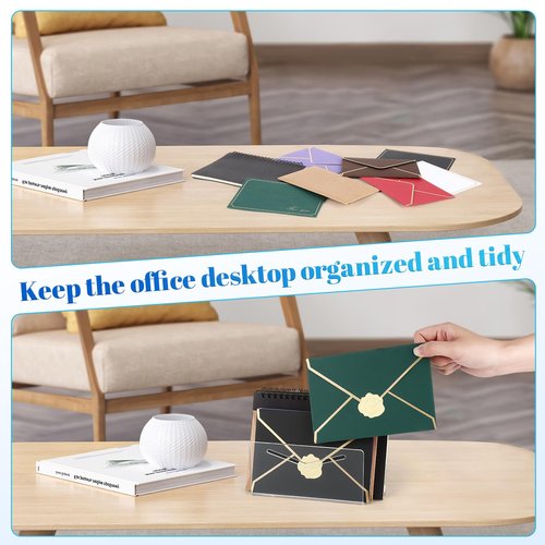 juciasouul 6 Pcs Acrylic Mail Holder, Clear File Letter Organizer, Vertical Envelope Mail Holder, Mail Organizer Countertop Bill Holding Sorter for Desk, Home, Office, School