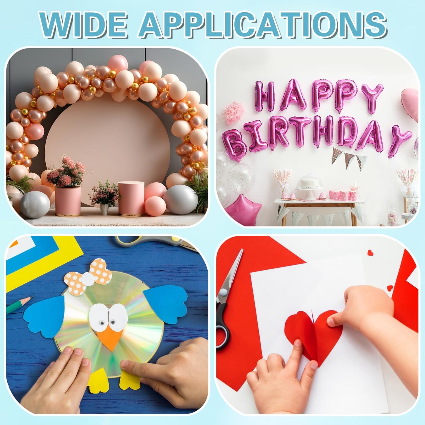 UPINS Glue Points Dots, 3000Pcs Balloon Glue Adhesive Dots Double Sided Removable Glue Tape Dots for Balloons Crafts Decoration, 6 mm, 10 mm, 15 mm