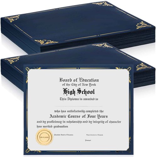 Fainne 100 Pcs Certificate Holder Foil Border Bulk 8.5 x 11 Inch Single Sided Award Diploma Cover for Letter Size Cardstock Document Paper Graduation School Marriage Supplies