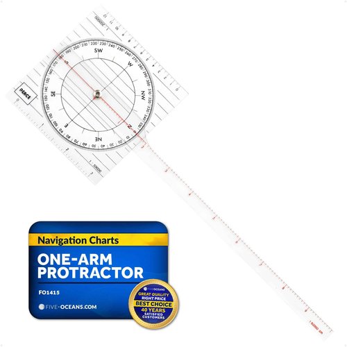 Five Oceans One-Arm Protractor for Navigations Charts - Nautical Protractor, Course Protractor - Chart Protractor Tool - FO1415