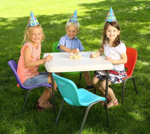 Lifetime 80473 Kids Stacking Chair Set - 4 Pack in Vibrant Lime Green for Playrooms