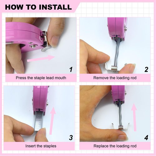 EVERTOOLS 3 in 1 Staple Gun, Women Pink Manual Stapler with 600 Staples, for Wood, Cable, Crafts, Fabric, Decoration, Carpentry, Furniture, Material Repair and DIY.