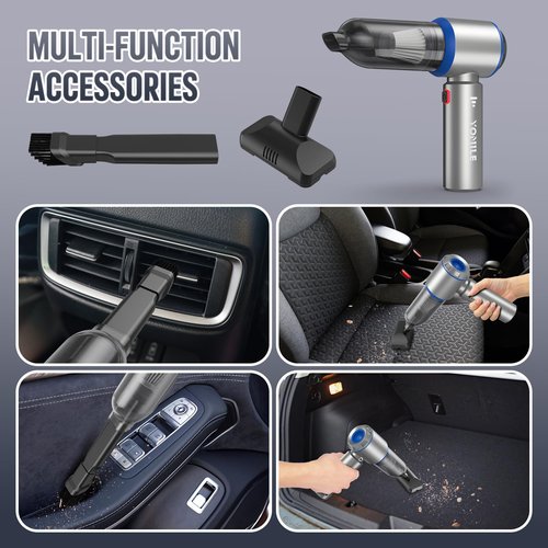 Electric air Duster - 2 in 1 210000RPM Brushless Air Duster & 21000PA Car Vacuum 9000mAh Battery Air Blower Wireless Handheld Vacuum for Car,Office and Home (Blue, 210000RPM)