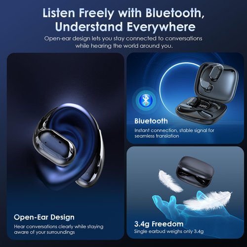 Translation Earbuds Real Time AI: Olycism AI Translator Earbuds with 150 Languages 3 in 1 Translation Headphones Long Battery Life Bluetooth 5.4, iOS Android for Travel Business Study