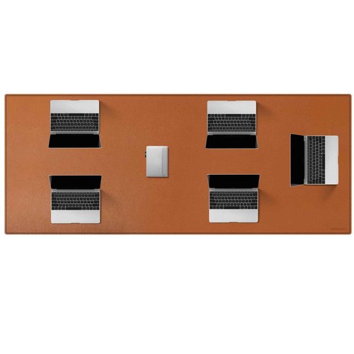 ZORESYN Conference Table Pads (70.87" x 31.5") - PU Leather Extended Large Mouse pad Office Desk Mat - Nonslip Base and Waterproof Desktop Writing Pad Mouse Mat (Light Brown)