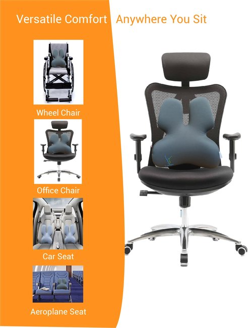 Al Barakah Orthopedics Comfort Curve Lumbar Support Cushion – Ergonomic 4D Design, Memory Foam Lower Back Pillow for Office Chair, Car Seat, Sofa, Bed – Relieves Back Pain and Improves Posture