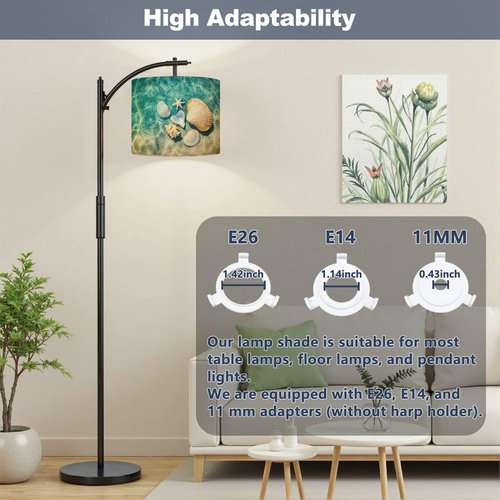 Drum Lamp Shade seashell summer beach sea water Summer Summer time Lampshade for Floor Lamps Table Lamps Pendant Light 11"x8.9" Large Lamp Shades Replacement Linen Lampshades