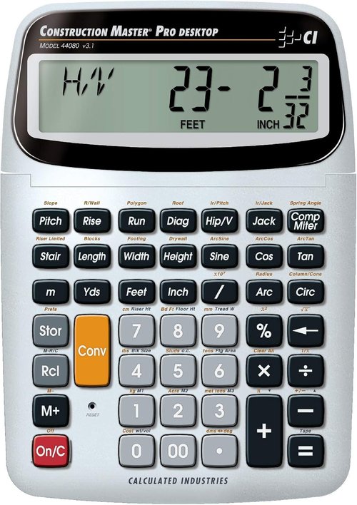 Calculated Industries 44080 Construction Master Pro - Advanced Feet-Inch-Fraction Calculator & Material Estimator in Yellow