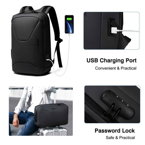 FANDARE Anti-Theft Backpack Business Daypacks fits 15.6 Inch Laptop Travel Large Backpack with USB Charging Port Waterproof Computer Bag Bookbag for Women Men Notebook Black