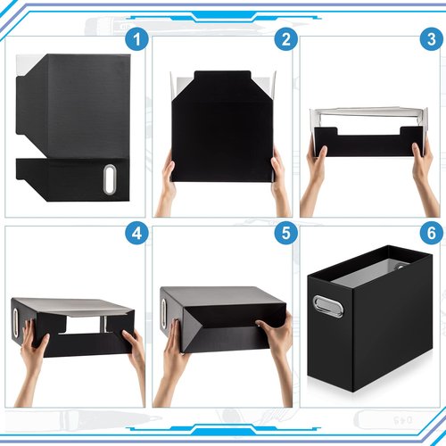 File Organizer, 8 Packs Cardboard File Storage Folder Letter Size Portable Desktop Holder Collapsible Hanging Folders Box with Handle Magazine Book Storage Filing Box for Home Office(Black)