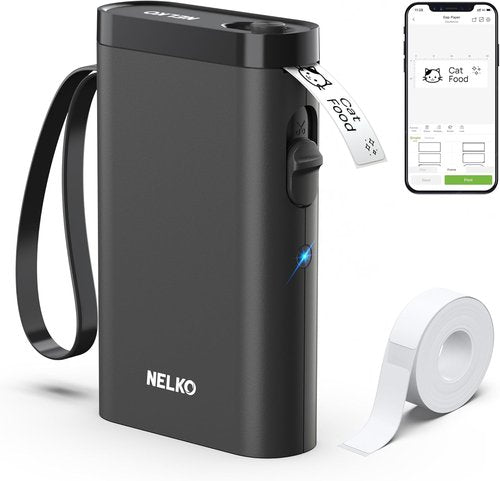Nelko Label Maker - P21 Bluetooth Wireless Mini Printer with Multiple Templates | Black
