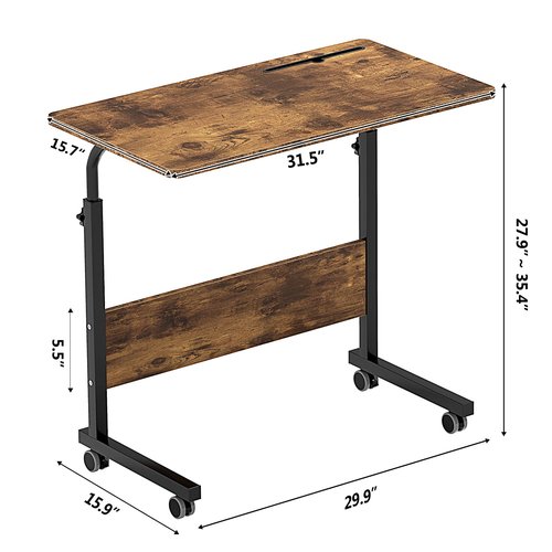 SDHYL Mobile Stand Up Desk Adjustable Laptop Workstation with Wheels, 31.5 Inch Student Sit Stand Desk, Mobile Ends, Rustic Brown