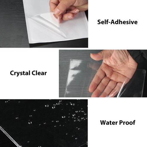 TOTiyea 50 Pack Clear Adhesive Pockets for Index Card Sleeves and Planners, Top Loading,Plastic Label Holder for Note Cards (5x8 Inches)