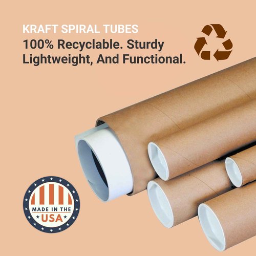 AVIDITI Mailing Tubes with Caps, 2"L x 15"W, 50-Pack | Cardboard Tube Mailer for Poster Box, Blueprint, Teachers, Artwork, Long Art Holder 2x15