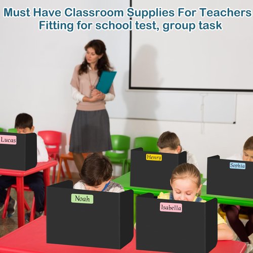 24 Pack Plastic Desk Dividers Black Privacy Folders for Students Study Carrel Divider Classroom Shield Folder Boards for Student Desks Classroom Teacher Supplies Test Divider