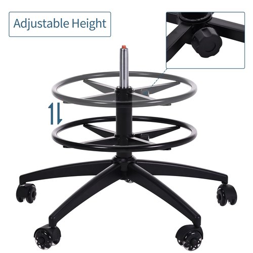 Frassie 17.7 inch Metal Chrome Office Stool Foot Rest Ring, Black Studio Drafting Chair Footrest Ring (Black)