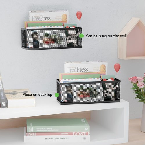 Regine Switzerland Mail Organizer - Stylish 2-Slot Countertop & Wall-Mounted Design | Black