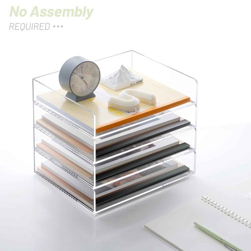 SANRUI Acrylic Stackable Letter Tray Clear Desk Paper Organizer 4-Tier Desk File Organizer Paper Sorter Holder Document Shelf Tray for Letter/A4,4-Pack