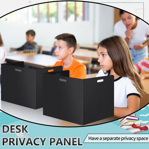 22 Pcs Desk Dividers for Students 14 × 17.5 × 14 Inch Plastic Waterproof Privacy Folders Shields Test Dividers with Black Classroom Privacy Boards for School Study Teacher Supplies